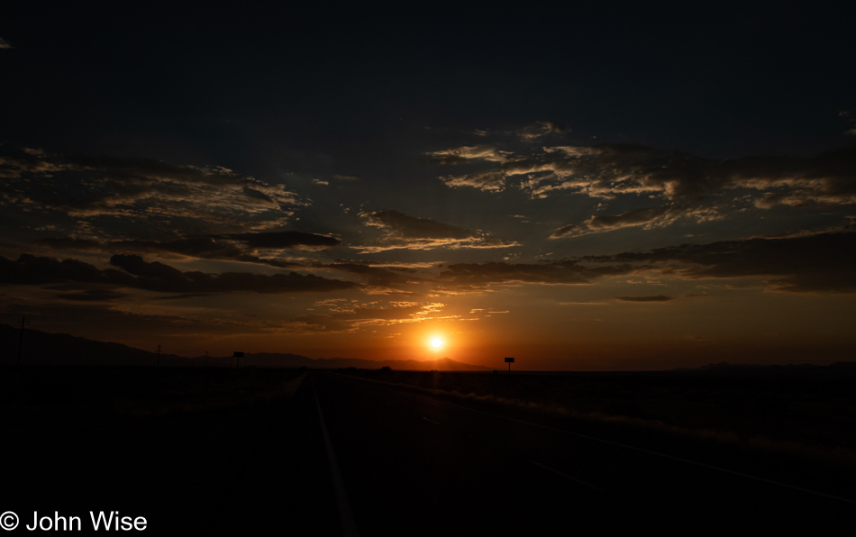 Sunset over Highway 70 in Eastern Arizona