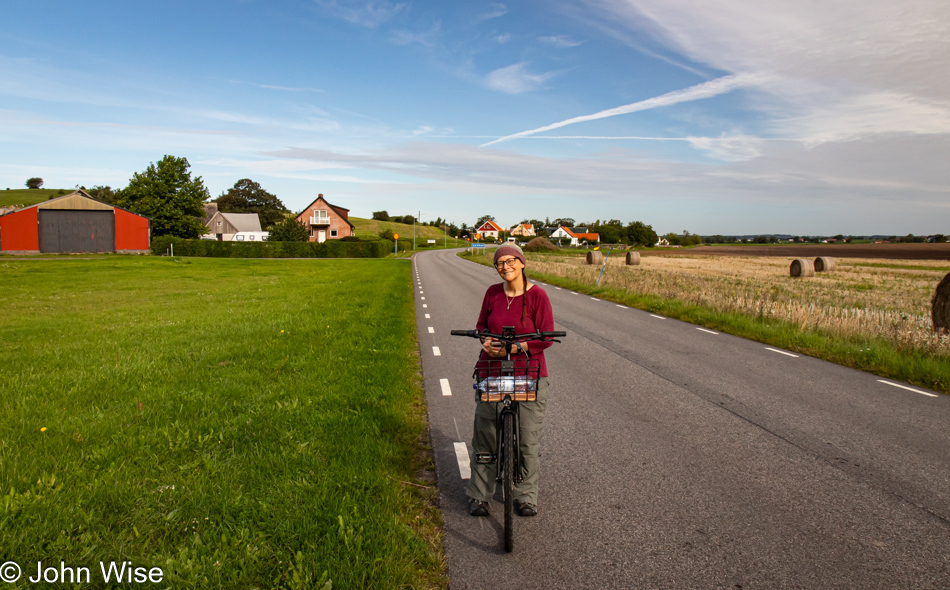 Caroline Wise riding down the southern coast of Sweden east of Ystad