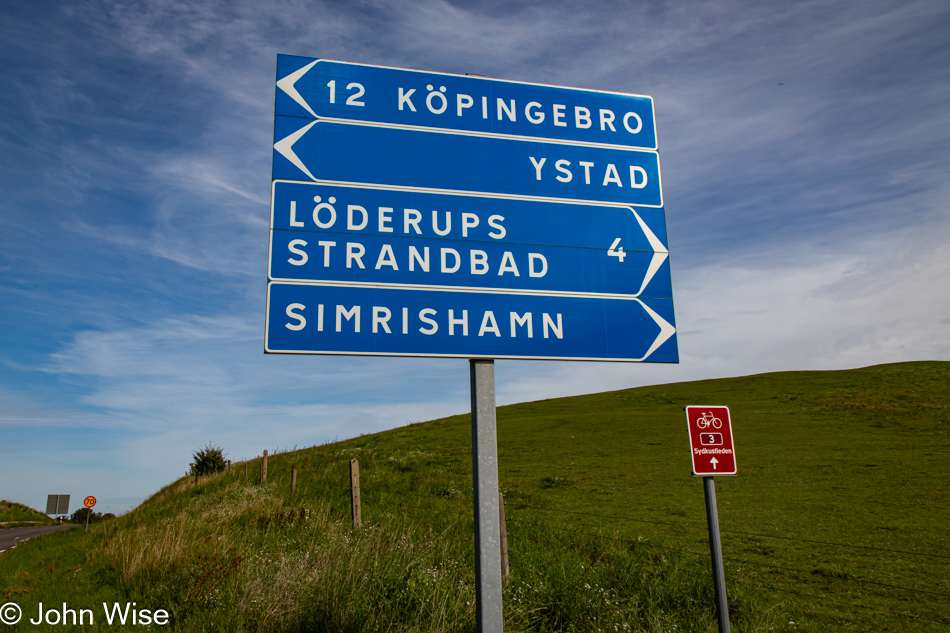 Riding up Peppingevägen in southern Sweden to the Valleberga Church