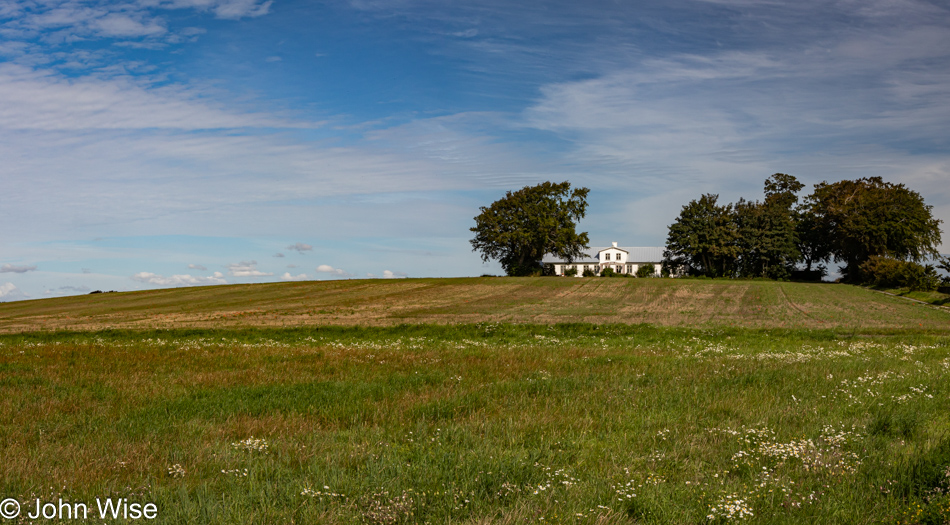 Riding up Peppingevägen in southern Sweden to the Valleberga Church