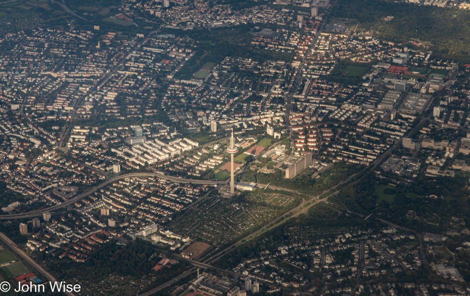 Flying over Frankfurt, Germany