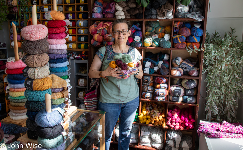 Caroline Wise at Woolstock Yarn Store in Copenhagen, Denmark