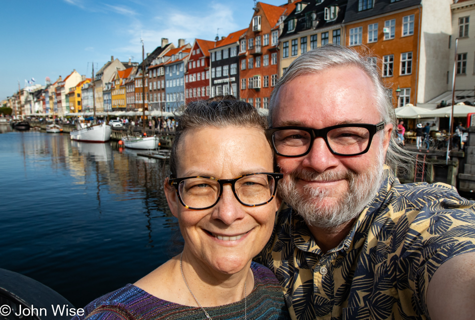 Caroline Wise and John Wise at Nyhavn in Copenhagen, Denmark