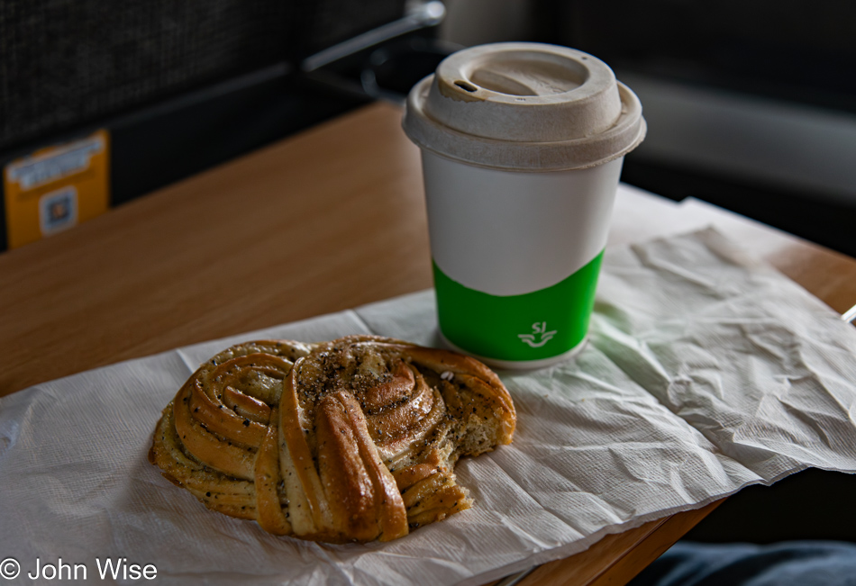 Fika on a train in Sweden