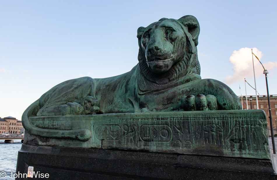 Norrbro Bridge Lion in Stockholm, Sweden