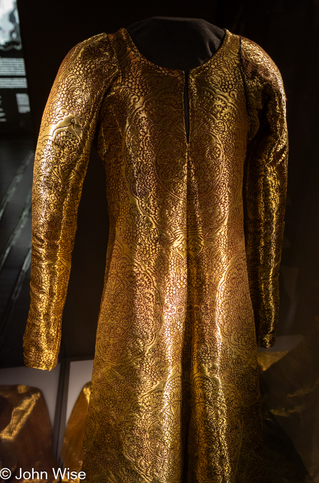 Replica of Danish Royal Golden Dress at the Swedish History Museum in Stockholm, Sweden