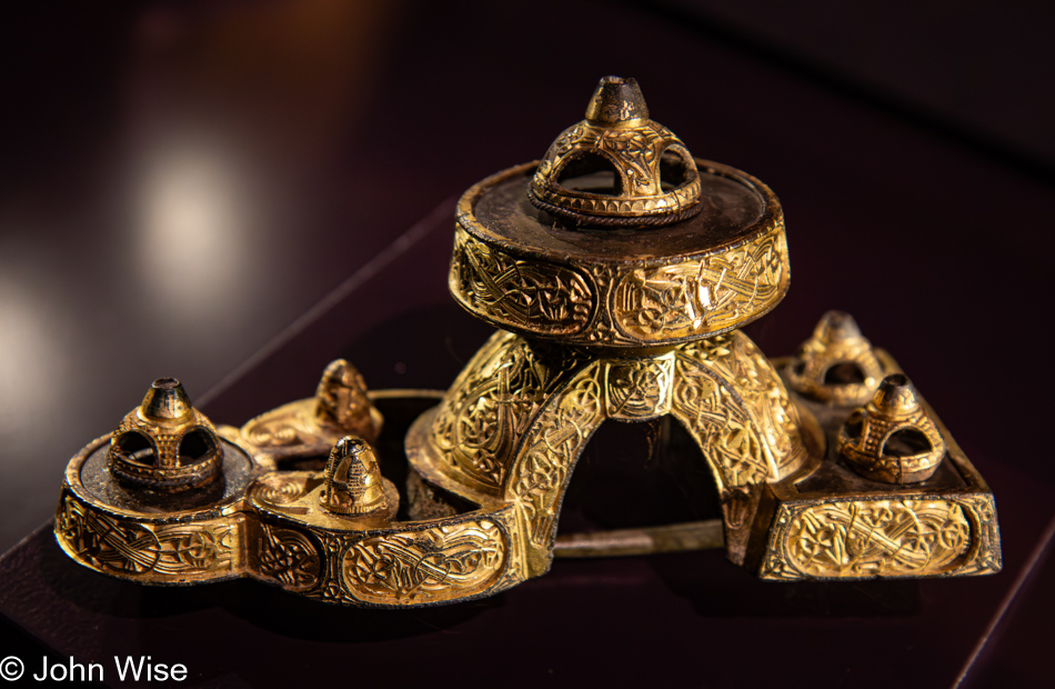 Button-on-bow brooch at the Swedish History Museum in Stockholm, Sweden