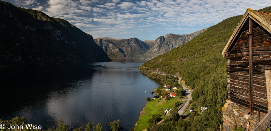 View of Aurlandsfjord from Otternes Farm in Aurland, Norway