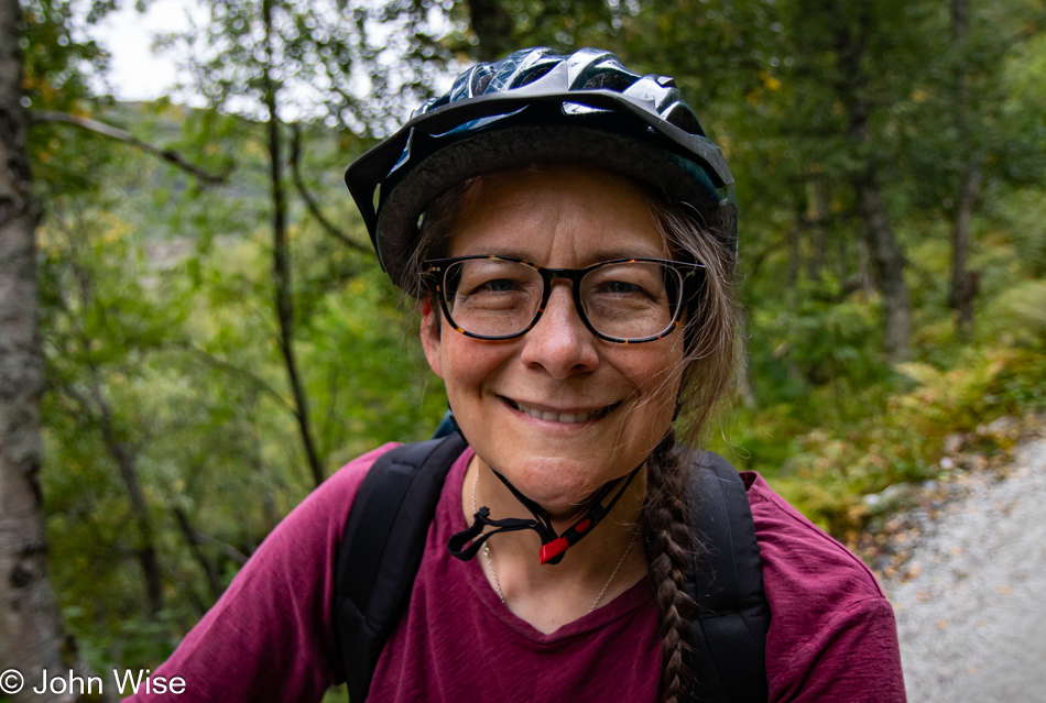 Caroline Wise on the Rallarvegen between Myrdal and Flåm, Norway