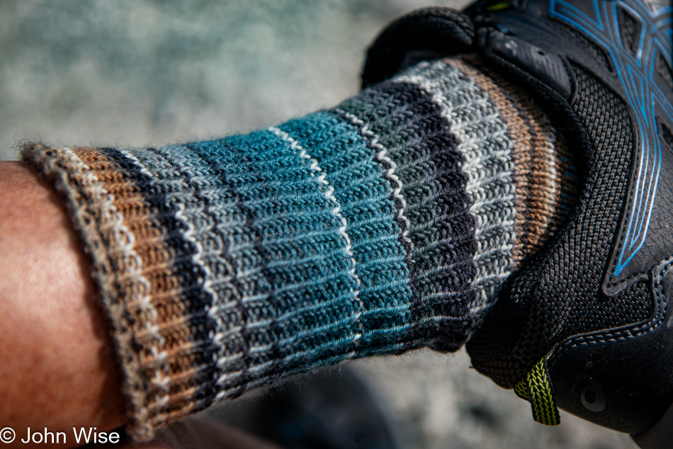 John's new socks on the Rallarvegen between Myrdal and Flåm, Norway