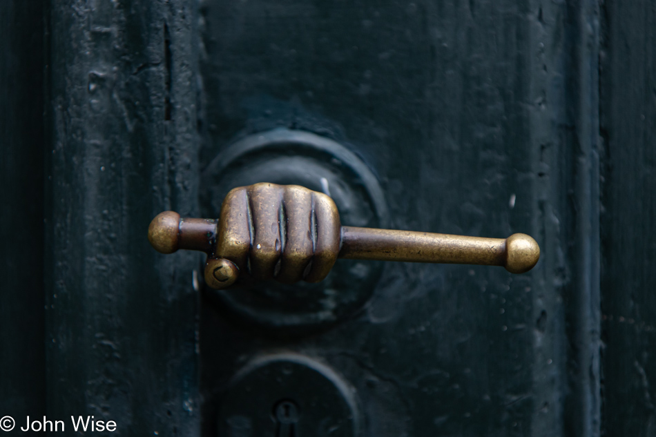 Door handle at Leprosy Museum in Bergen, Norway