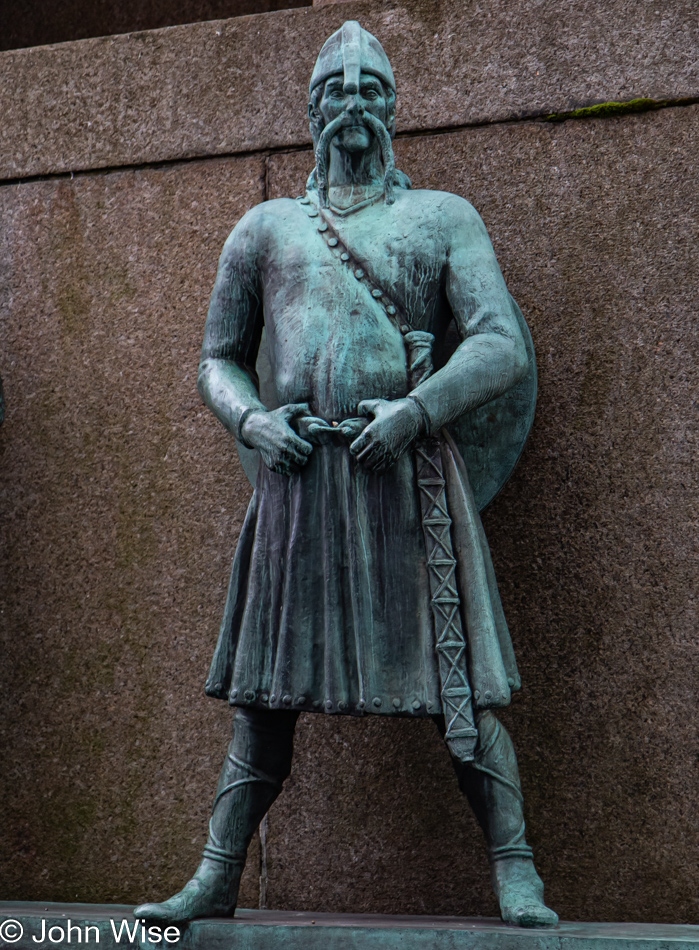 Viking statue at the Seamen's Monument in Bergen, Norway