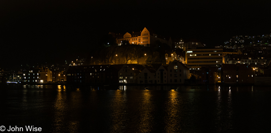 Looking across the water from Skuteviken Neighborhood in Bergen, Norway