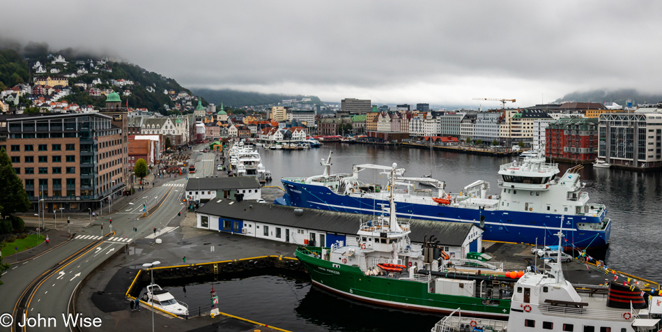 View from Rosenkrantz Tower at Bergenhus Fortress in Bergen, Norway