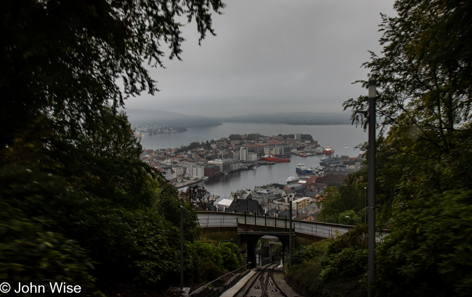 View from the Fløibanen Funicular in Bergen, Norway
