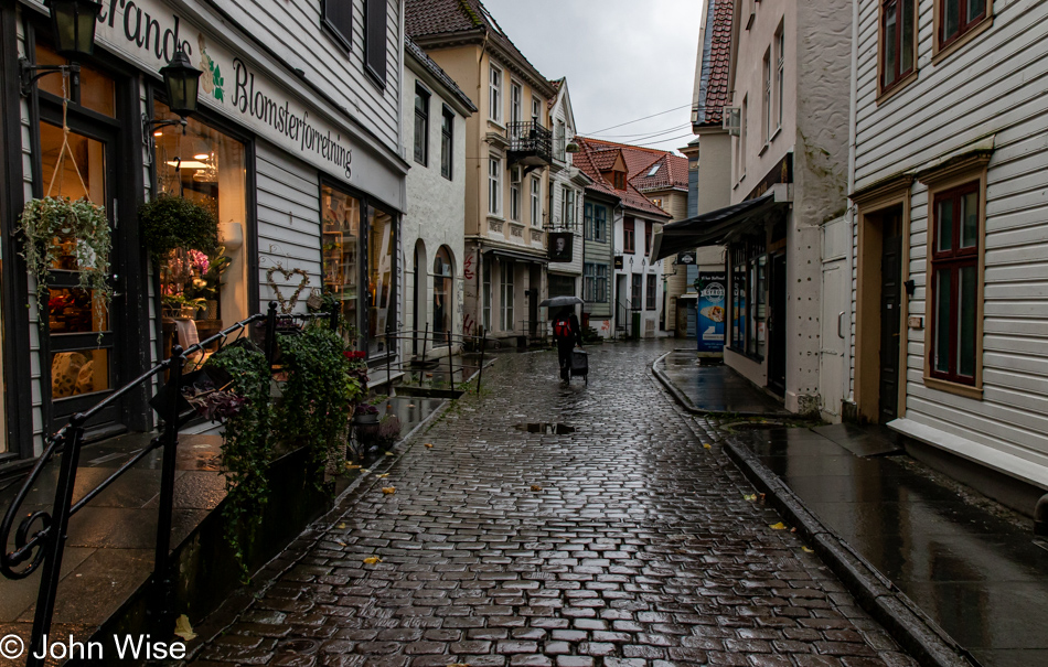 Rainy scene in Bergen, Norway