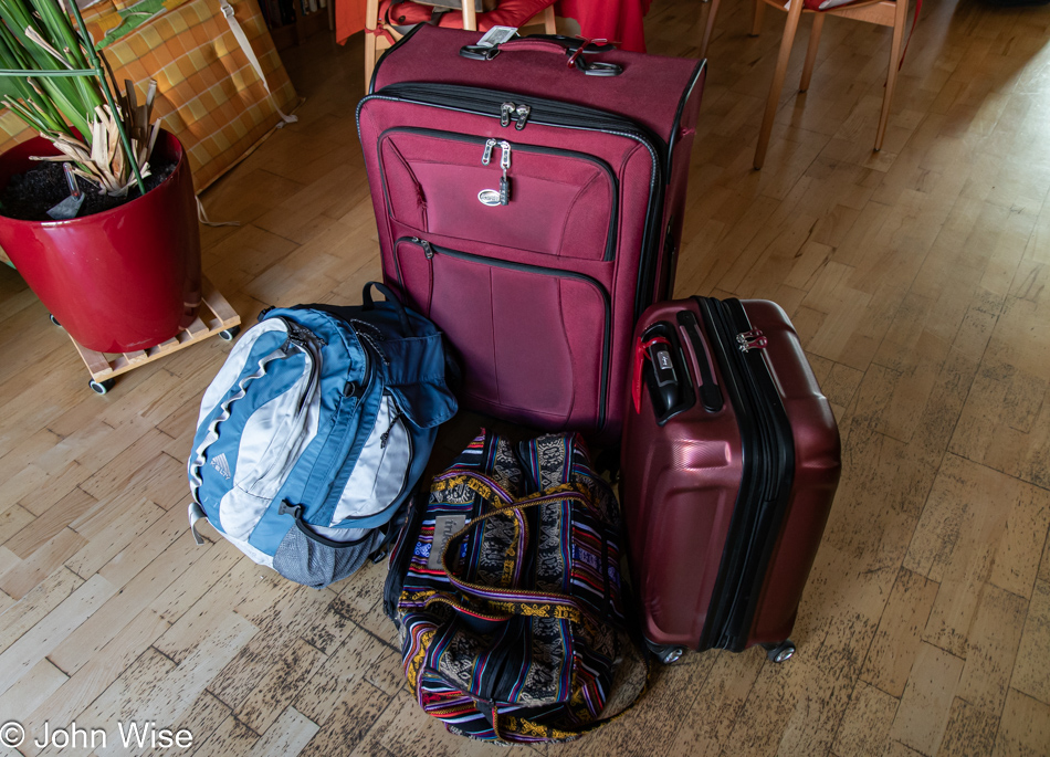 Bags packed and ready to go in Frankfurt, Germany