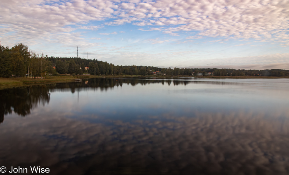 Lake in Sweden next to the train route to Oslo, Norway