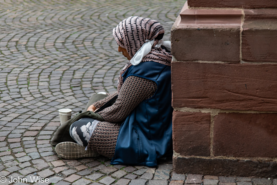 Begging in Frankfurt, Germany