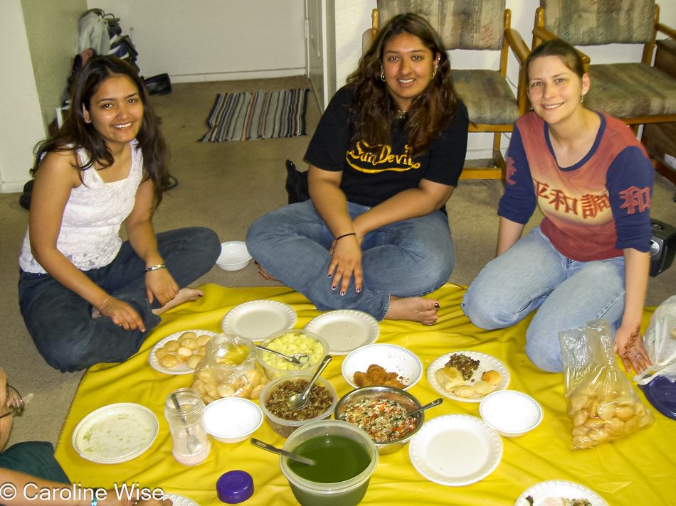 Rinku, Raenu, and Caroline Wise at dinner in Phoenix, Arizona
