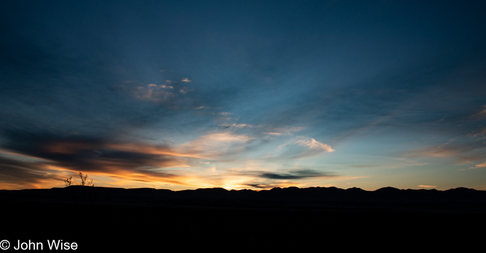 Dusk in Arizona and the end of the sunset