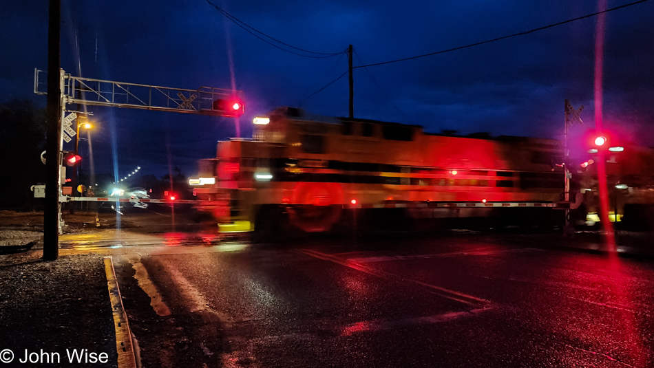 Train passing through Duncan, Arizona