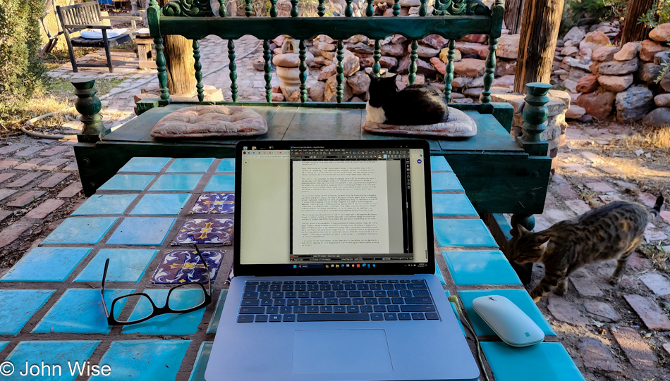 Writing at the Simpson Hotel in Duncan, Arizona