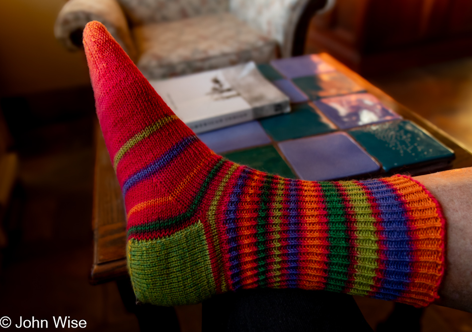 Sock made by Caroline Wise in Duncan, Arizona