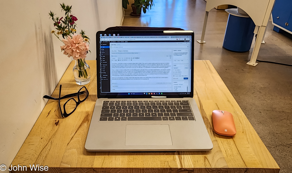 My computer setup at Webe Coffee in Phoenix, Arizona