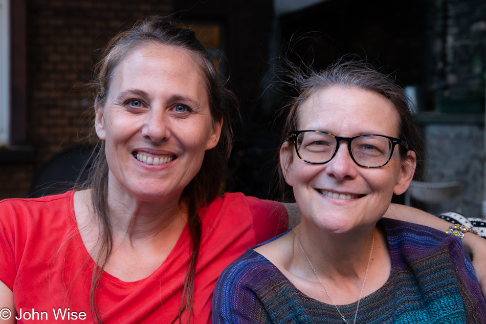 Sylvia, Olaf Finkbeiner's wife and Caroline Wise in Frankfurt, Germany