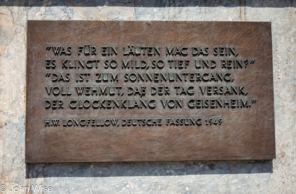 Longfellow plaque in Geisenheim, Germany